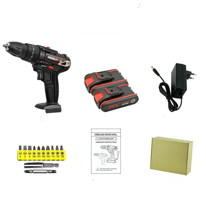 25V Electric Screwdriver Household Pistol Drill, Rechargeable