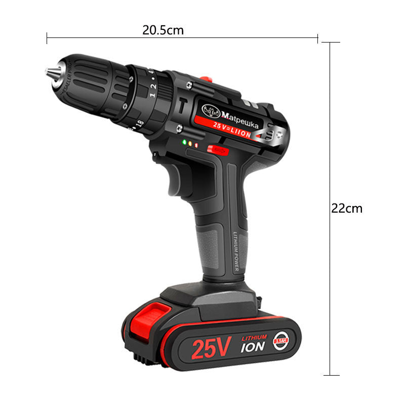 25V Electric Screwdriver Household Pistol Drill, Rechargeable