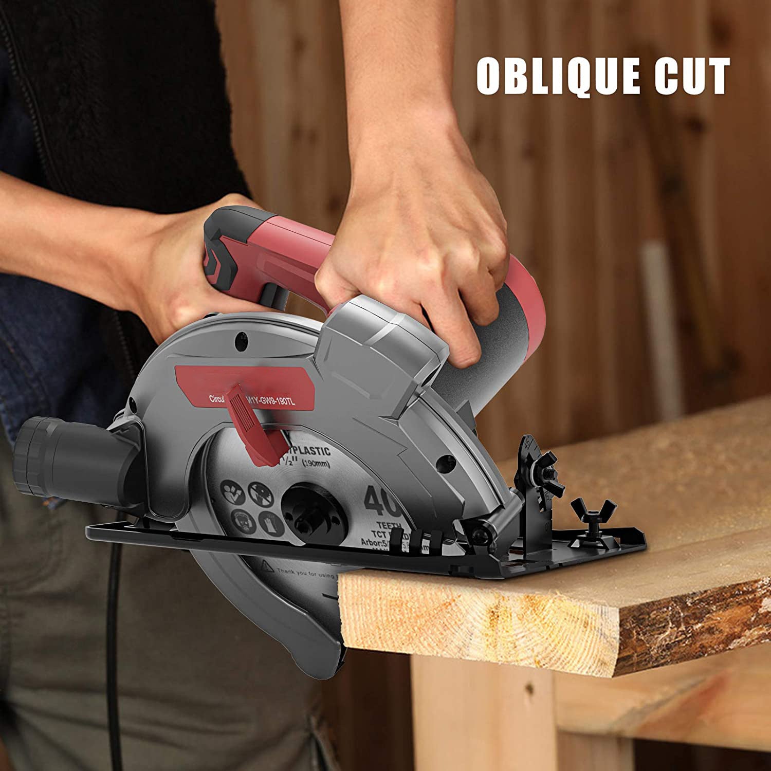 1500W Circular Saw with Track Guide & 2 Blades (7-1/4", 24T/40T), 5000RPM