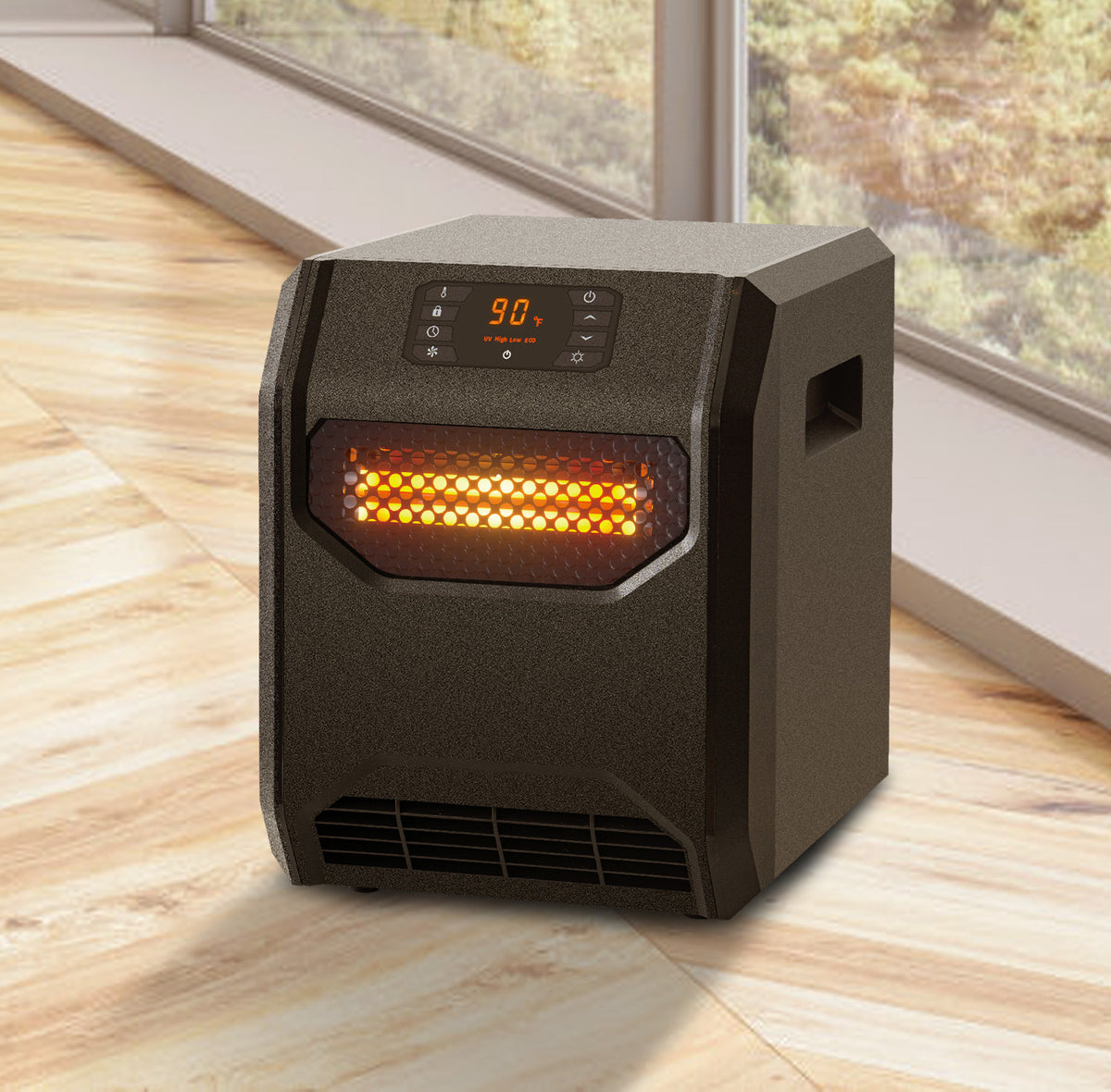 Portable 1500W Space Heater with Thermostat, Air Purifier & Timer