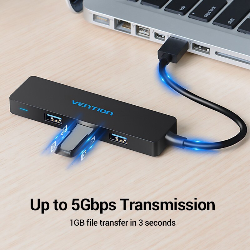 USB 3.0 Extender Splitter Hub, One to Four Ports with Power Supply