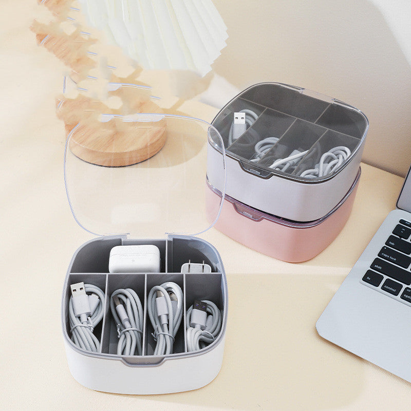 Dust-Proof Charging Cable Storage Box - Data Cable Organizer