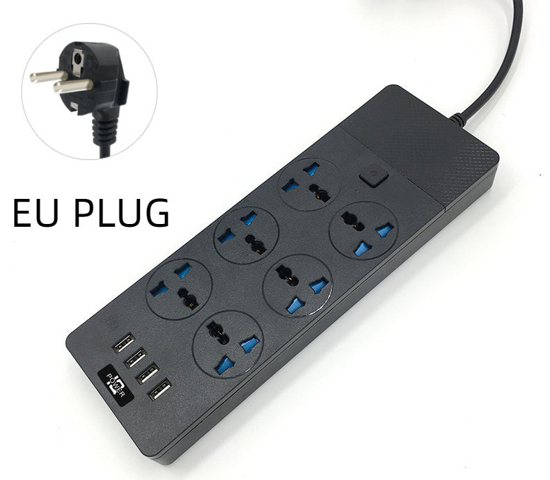 New 3000W Power Strip with 4 USB Ports, 6 Outlets & 2M Cable