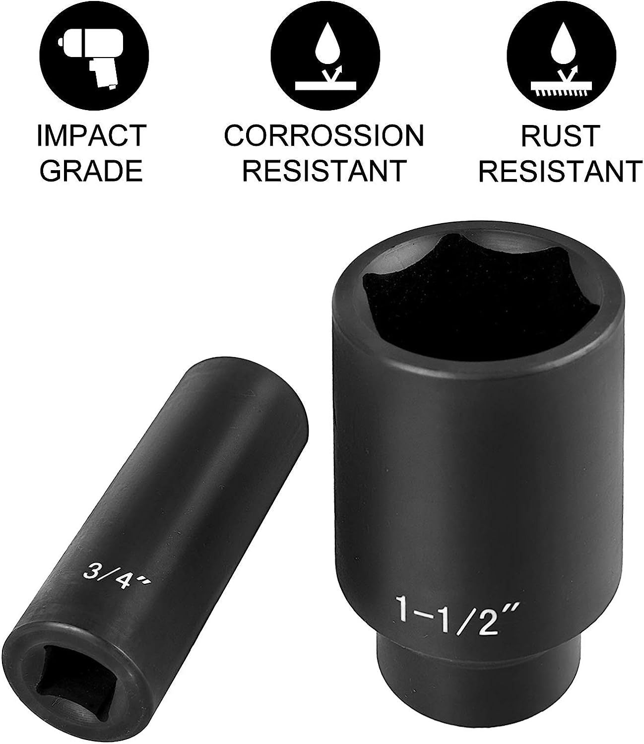 VEVOR 19-Piece Impact Socket Set 6-Point Cr-V Deep Sockets with Cage