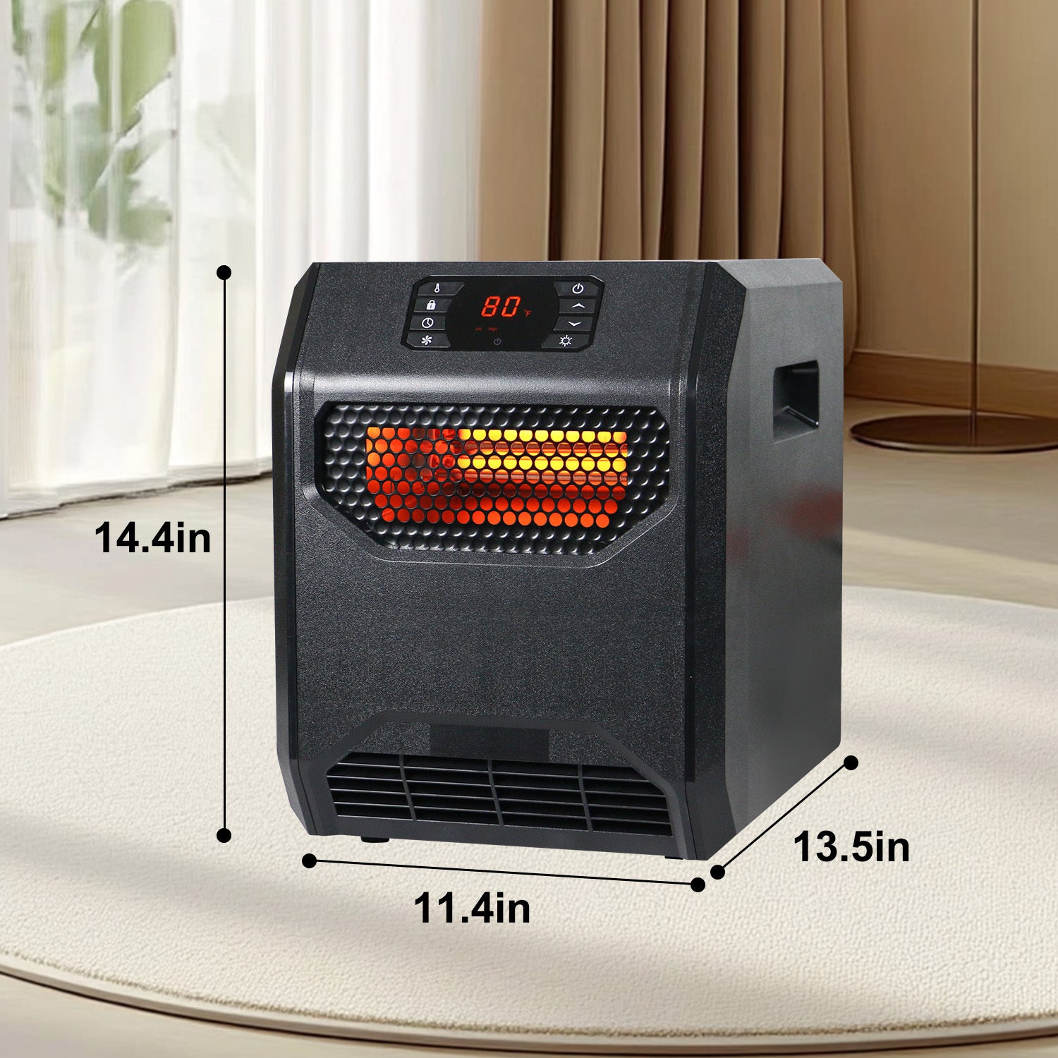 Portable 1500W Space Heater with Thermostat, Air Purifier & Timer