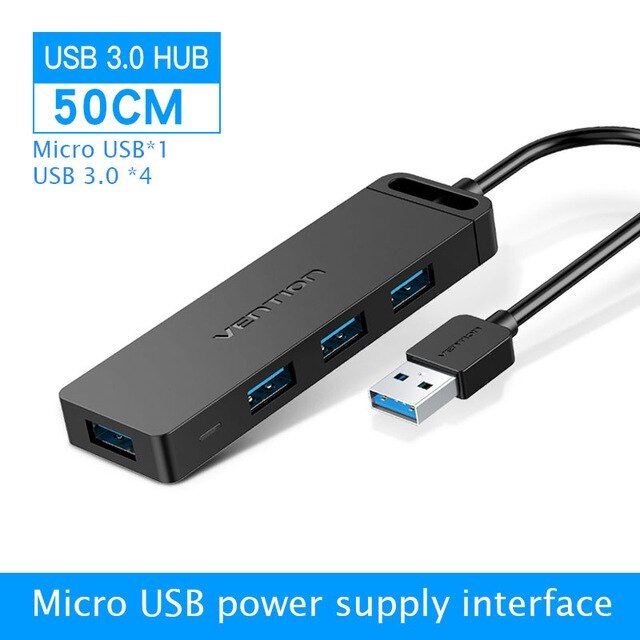 USB 3.0 Extender Splitter Hub, One to Four Ports with Power Supply