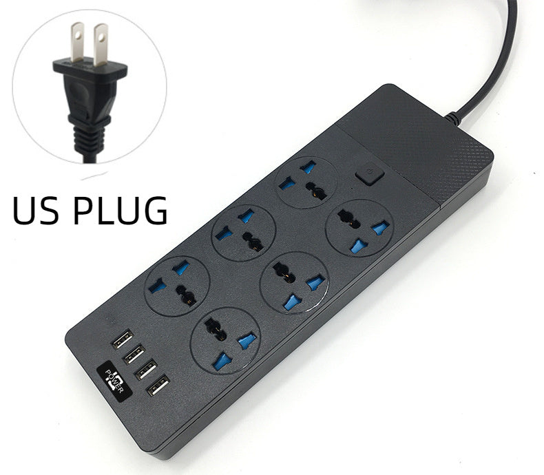 New 3000W Power Strip with 4 USB Ports, 6 Outlets & 2M Cable