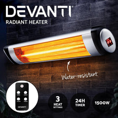 Devanti Electric Infrared Patio Heater Radiant Strip Indoor Outdoor