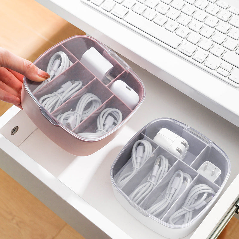 Dust-Proof Charging Cable Storage Box - Data Cable Organizer