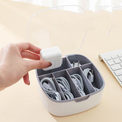 Dust-Proof Charging Cable Storage Box - Data Cable Organizer